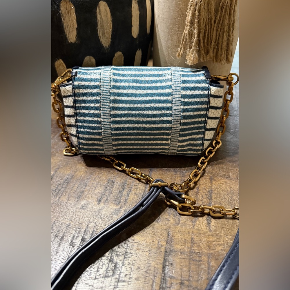 Euc Tory Burch Marion Python Embossed Leather Sma… - image 5